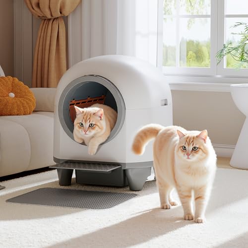 WARCAT Self Cleaning Litter Box Automatic, 90 L Automatic Cat Litter Box for Multiple Cats APP-Controlled with Smart Sensors, Safety Protection,Mat,1 Roll Garbage Bag (Gray) - Image 4