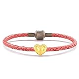 CHOW SANG SANG 999 24K Solid Gold Heart Shaped Angel Wings Mini Charm Bracelet for Women 92394C (Gol