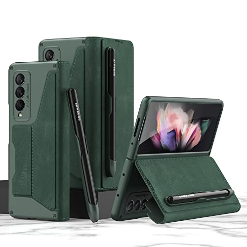 Étui Portefeuille Samsung Galaxy Z Fold 3 4 5G avec Porte-Stylo Amovible