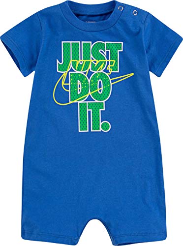 Nike Baby Boys Dri-FIT Logo Raglan Romper (Pacific Blue(56G482-C3R)/Green, 6 Months)
