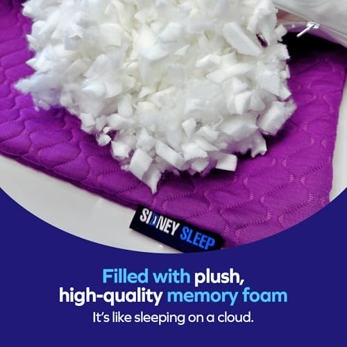 Image of Sidney Sleep Adjustable Bed Pillow for Neck and Shoulder Support with Extra Shredded Fill - Cervical Contour Pillow for Side and Back Sleepers. Standard Size 19 inch x 26 inch CertiPUR-US Certified (Magenta)