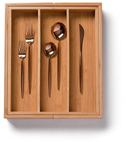 image for Bellemain Expandable Bamboo Drawer Organizer - Large Kitchen Utensil H