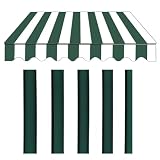 Baldacchino di ricambio per tenda da sole retrattile, 200 x 150 cm, 250 x 200 cm, tessuto di poliestere, per esterni, veranda, ombrellone (verde e bianco, 300 x 150 cm)
