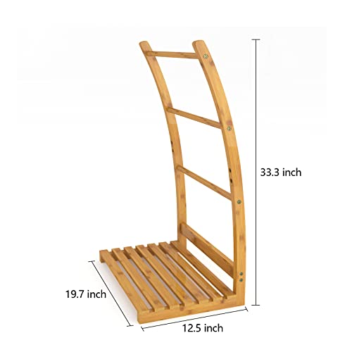 3 Tier Bamboo Towel Rack Stand Free Standing Blanket Rack With Bottom Storage Shelf For Bathroom Living Room 33.3X19.7X12.5 Inch #TOP5