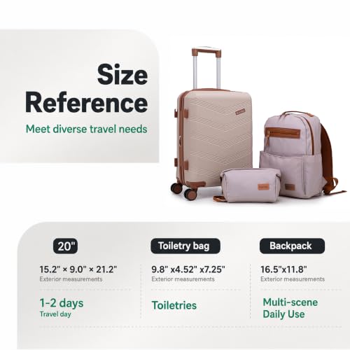 Image of CONCEPTEN Expandable Carry on Luggage 3 Piece Suitcases with Spinner Wheels | Suitcase Set with Spinner Wheels TSA-approved Lock ABS Travel 20 Inch