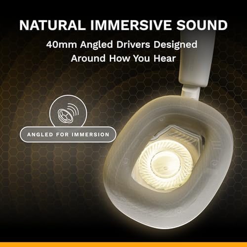 GLORIOUS GHS Eternal - Stereo Gaming Headset for PC, PS5, PS4, Xbox, Switch - Custom Tuned Angled Drivers, Adjustable Crystal Clear Detachable Mic, 3.5mm - Durable, All Day/Night Comfort - White - 2