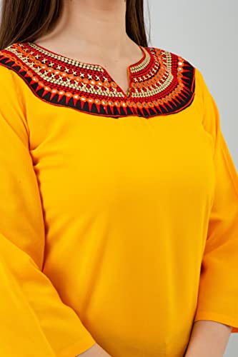 Image of Women's Rayon Embroidery Work Short Top | Short Kurti for Women | Embroidered Straight Rayon Kurta | Tunic Tops for Women
