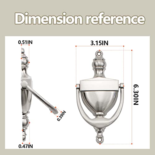 image for SANATO Nickel Door Knocker Hardware Door Knockers for Front Door, 6.2 