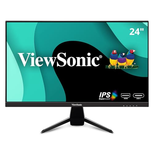 Image of ViewSonic VX2467U 24 Inch 1080p Monitor, IPS Display with 65W USB-C and Eye Care Technology for Home and Office Entertainment, Ultra-Thin Bezels, HDMI, and VGA Inputs