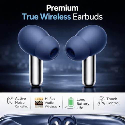 Image of Lynacz Original Buds Pro 3 Earbuds Compatible with Vivo, Oppo, iQOO, Oneplus with Good Sound Performance (Blue)