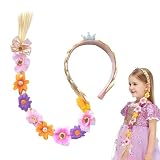 ARYIMYDP Diadema Peluca Trenza Larga Niña, 1 Pieza Rosa | Accesorio Disfraz Princesa para Fiestas, Carnaval & Halloween