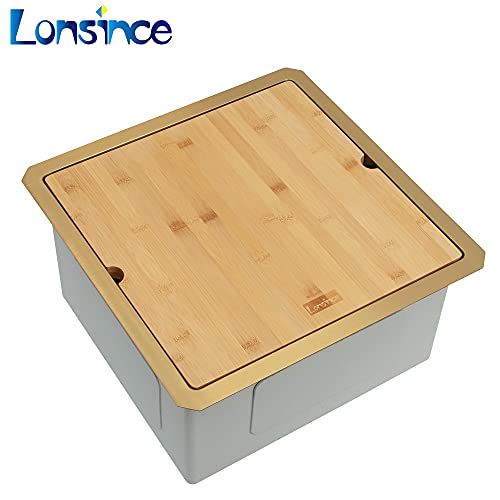Lonsince Gold Bar Sink Undermount,Small Bar & Prep Sinks,16 gauge Stainless Steel Bar Sink with Workstation for Wet Bar Area (18" X 18") by Lonsince - Used condition - Image 6