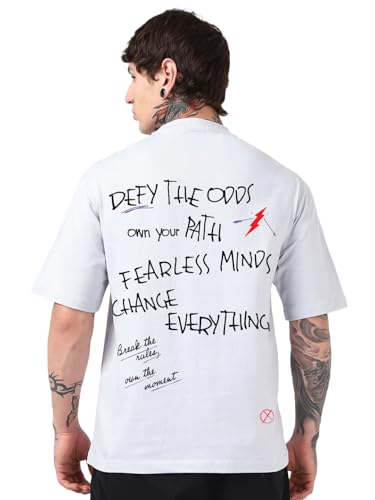 T-shirt oversize homme Bewakoof Chardon violet haut tendance coupe large vêtements masculins M