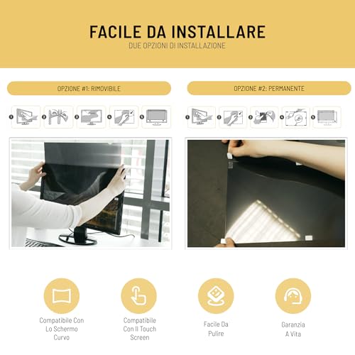 Filtro Privacy Premium & Filtro Anti Luce Blu. Pellicola di Protezione per Monitor e Schermo di Computer PC (20.1" Pollici) - Monitor - Immagine 6