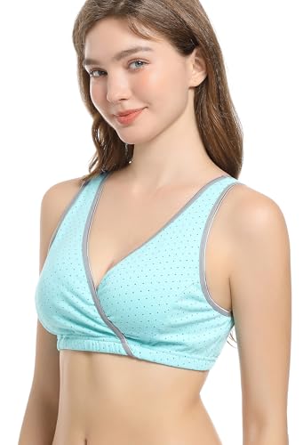 Image of CAKYE 3 Pack Cotton Maternity Nursing Bras Breastfeeding Sleep Bralette