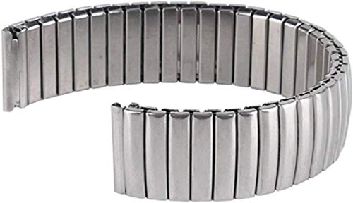 WYFDM Correa de Reloj de Acero Inoxidable expandible de 16 mm con lengüeta Plateada cromada