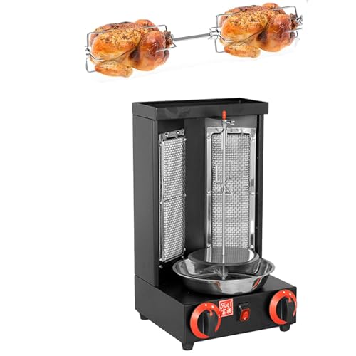 DPLXFPP Asador Vertical Horno Parrilla Máquina De Asar A Gas Asador Carne Comercial, Cocina De Kebab De Encimera Asador Giratorio Máquina para Hornear 360° Giratorio,Black-M