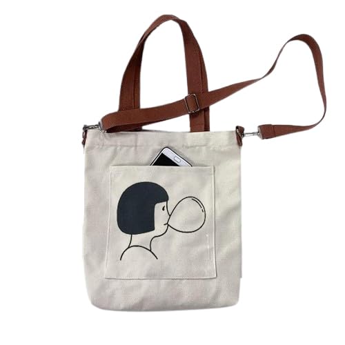 Image of Cotton Tote Bags for Women, College Bag for girls With Inner & Outer Pockets, Utility Tote bags for Shopping, Travel & Daily use