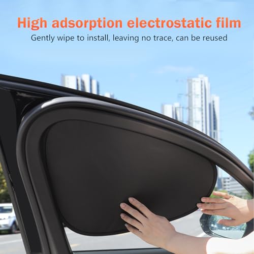 Shakas 4 PCS Side Window Shade, Front and Rear Windows Heat-Insulating Sun-Proof Sight Protection Plate, Adsorption Installation Foldable Storage Privacy Cover, for Cars Interior Accessory (Black) - Thumbnail 4