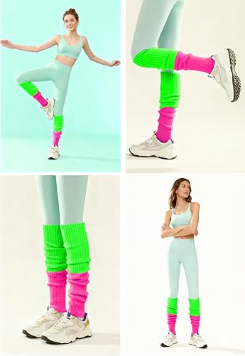 Image of v28 Women Warm Leg Warmers 80s Retro Party Costume Knit Ballet Neon Long Socks