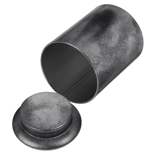 DECORNIJIA Barattolo Tè in Metallo Con Coperchio Ermetico Contenitore Multifunzione Per Conservazione Tè Sfuso Zucchero e Spezie Per Casa Ufficio e Ristoranti Design Elegante Nero Compatto