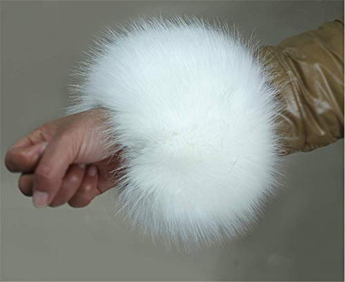 Ldfway Faux Fur Wrist Cuffs Arm Leg Warmers Winter Boot Cuffs Warm Band Ring For Women (White A) #TOP1