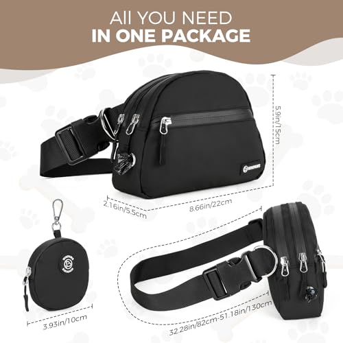 WINPAWS Dog Treat Pouch Pet Training Walking Fanny Pack with Built-in Poop Bag Dispenser & Waste Bag Holder | Stylish Puppy Training Essentials Supplies | Free Dog Clicker (Black) - Thumbnail 5