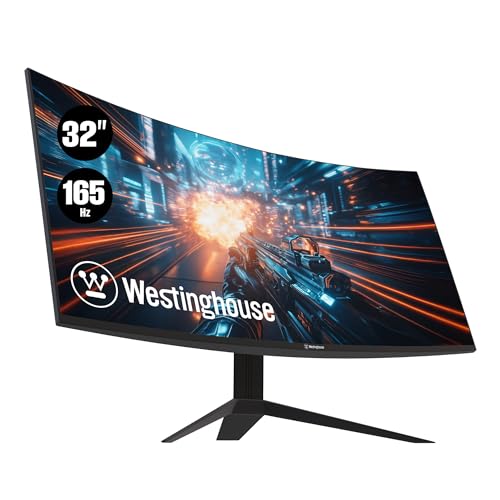 Image of Westinghouse 32 Inch Curved Gaming Monitor, FHD 1080P, 3000:1 Contrast Ratio, 118% sRGB, 1500R, 165Hz, 1ms, AMD FreeSync, Eyecare, for PC Games with Built-in Speakers, DisplayPort, HDMIx2