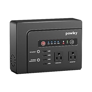 Powkey Portable Power Station 200W, 146Wh Portable Solar Generator Battery Pack with 2 Pure Sine Wave AC Outlets/4 USB A/1 DC Port, Lithium Battery Backup Power Supply for Camping Travel Outdoor Home