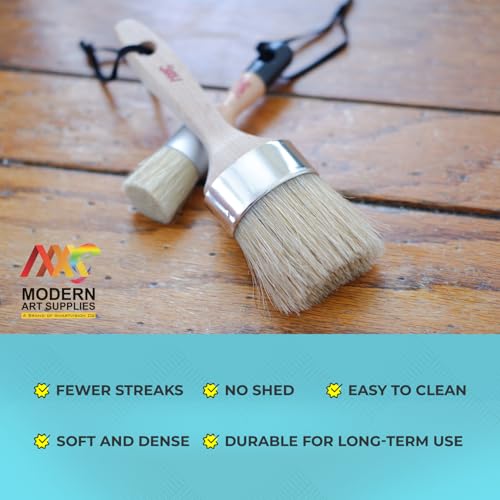 Chalk Paint Brushes for Furniture 5-Piece Set, Natural Bristle Round & Oval - 3 Small & 2 Large Wax Brushes (2-2.5"), Compatible with All Chalk Paints, Annie Sloan, Painting, Stenciling, Waxing. — view 5