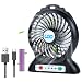 Portable USB Fan Battery Operated Fan with Flashlight, Quiet and Powerful Rechargeable Desk Fan for Phone Charge, Outdoor, Office, Backpacking (New Black)