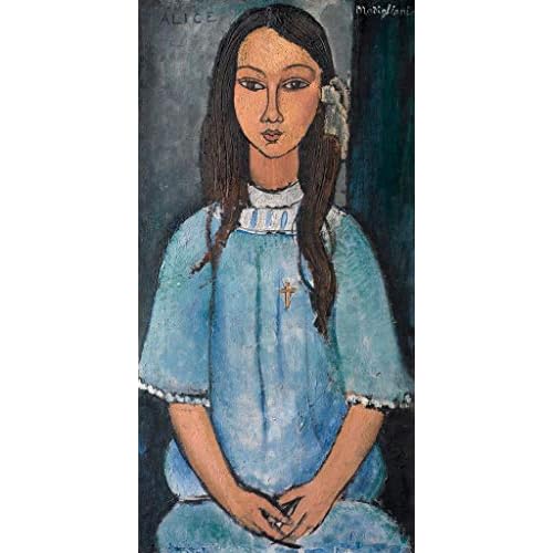 Modigliani Amedeo, Alice, About 1918, Art Print Poster, Paper Size 14" x 11" Image Size 12" x 6"(3215)