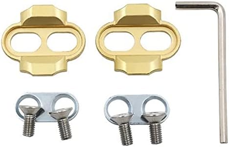 2X Mountain Bicycle Clipless Cleats Set - Brass Bike Self-Locking Pedal Cleats for Eggbeater Pedals- for SPD System Cleats- Weight & Rust - 6 Degree Float - 15/20 Degree