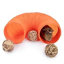 Niteangel Fun Tunnel with 3 Pack Play Balls for Guinea Pigs, Chinchillas, Rats and Dwarf Rabbits Orange