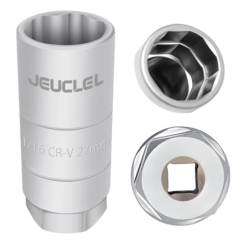 JEUCLEL Oil Pressure Sensor Switch Socket, Special Size 1-1/16 Inch 27mm (Min) - 28.3mm(Max), 3/8 Drive Oil Pressure Switch Socket for Quick Removing & Installing Oil Sending Unit, Wrench Remover