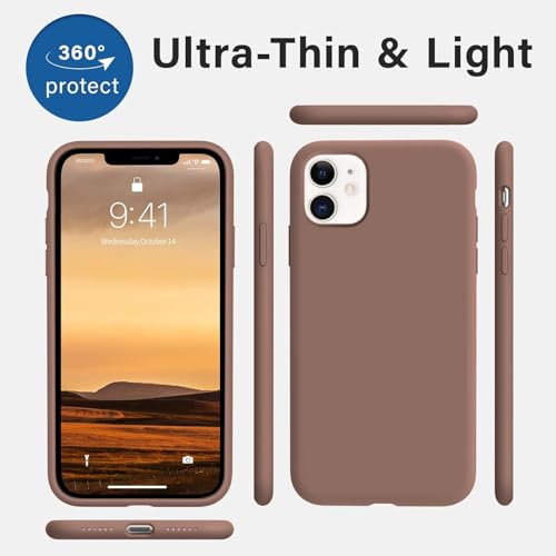 Image of VONZEE Microfiber Candy Case Compatible for iPhone 11 6.1 inch, Shockproof Slim Back Cover Liquid Silicone Case (Brown)