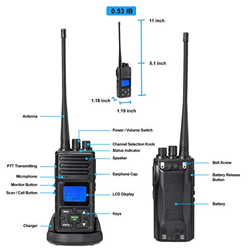 Walkie Talkie Long Range, SAMCOM FPCN30A 5 Watts UHF Portable Handheld Two Way Radio Rechargeable with Earpieces, 9 Packs