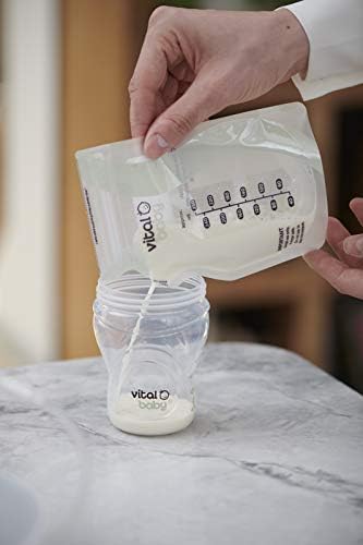 Vital Baby Nurture Easy Pour Breast Milk Storage Bags 250ml 30pk Breastmilk Collection Pouches - Non-Spill & Leakproof with Hygiene Spout - BPA, Phthalate & Latex Free - Store in Fridge or Freezer