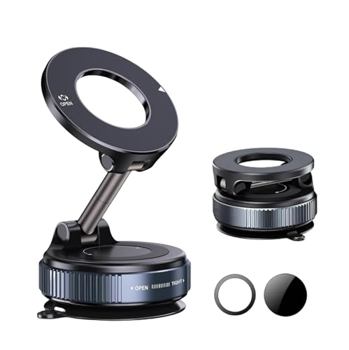 Words and deeds Soporte movil Magnético para Coche, Soporte movil Base con Ventosa, Imanes N56, Rotación 360°, Compatible con iPhone y Android (Negro)