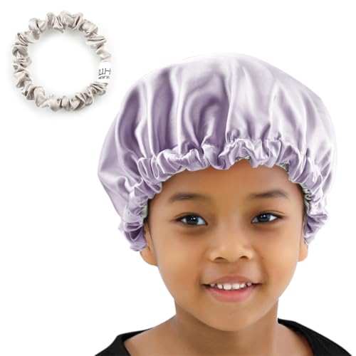 Image of Stain Bonnet Silk Sleep Cap Adjustable Satin Cap for Night Sleeping Hair Bonnet Reversible Double Layer
