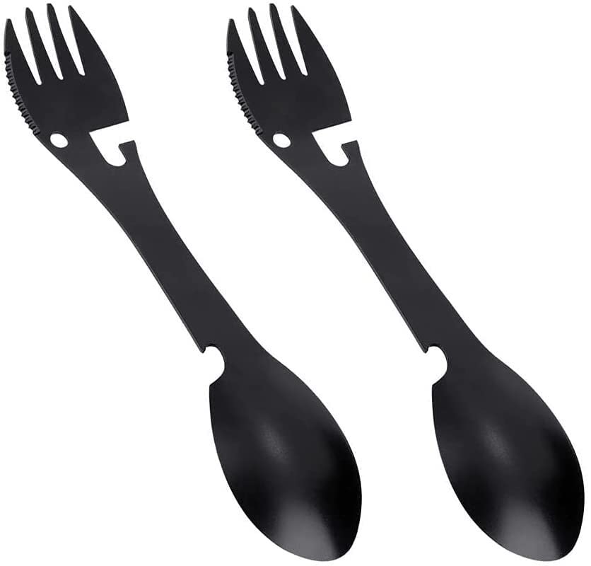 Couverts extérieurs XMING en inox noir pour manger en bivouac