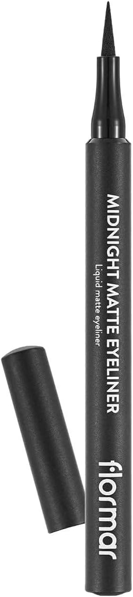 Flormar Midnight Matte Eyeliner – 001 Black – Precise Tip, Matte Finish, Brush Design, Smooth