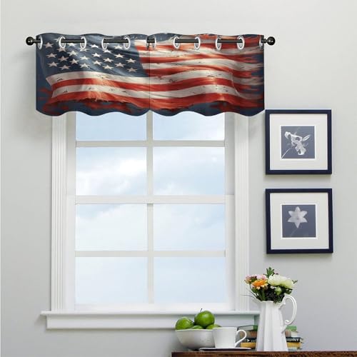 Cortinas opacas de estrellas para cocina y baño con cenefa moderna de 52x18 pulgadas 5