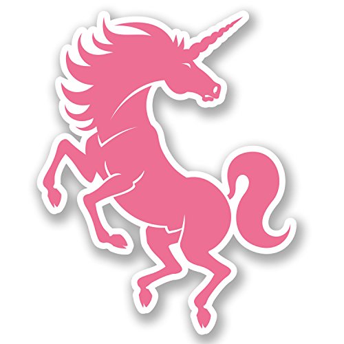 2 x Pink Unicorn Vinyl Sticker Decal iPad Laptop Car Bike Girls Helmet Fun #4792 (8cm Wide x 10cm Tall)