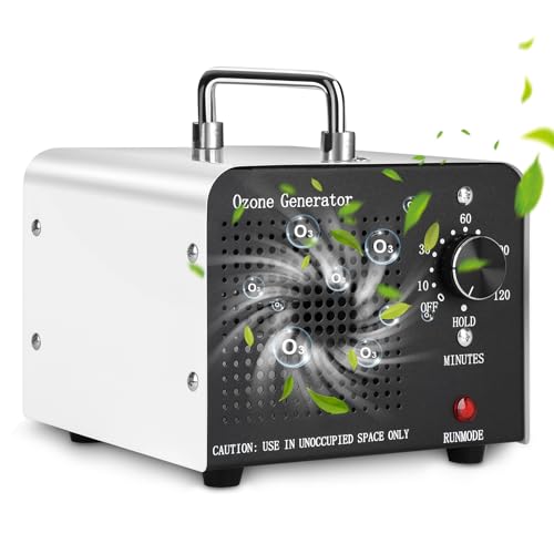 Ozongenerator 60000mg/Std Ozongerät für 400㎡,Tragbar O3 Ozon-Luftreiniger Ozongerät mit 120 Min Timer,Geruchskiller Geruchsneutralisierer für Zimmer, Büro, Garage, Autos, Rauch und Haustiere