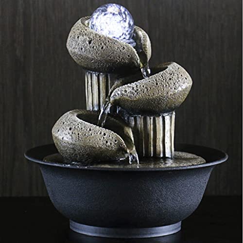 Fontaine d'intérieur boule Feng Shui et cascade d'eau relaxante de table modèle C