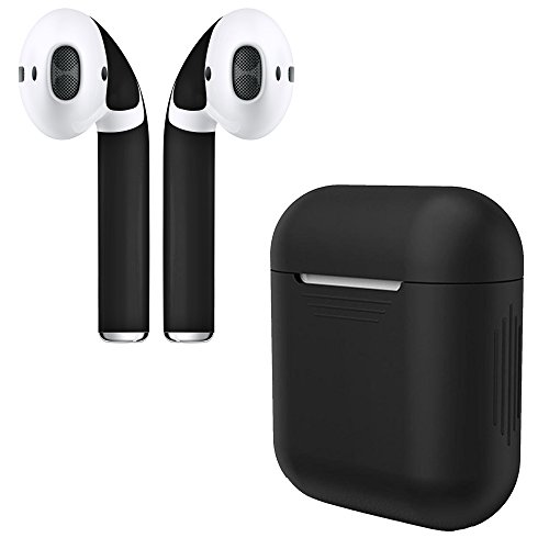 AirPod Skins & Silicone Charging Case Cover | Easy Install | Customize and Protect | Free Lifetime Replacements | Max Coverage | Compatible with Apple AirPods Accessories (Matte Black Case & Skin)