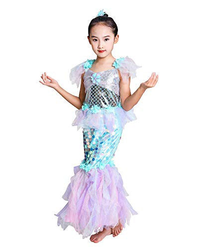 Seasons Girls Mermaid Costume Includes Dress and Headpiece (S(4-6)) Purple