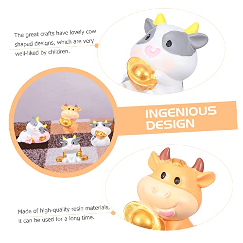 Toyvian 4Pcs Cow Resin Miniature Ornaments Cake Decoration Bull Statue Bull Figurine Feng Shui Chinese Zodiac Ox Figurine Mini Cow Figure Figurine Ox New Year Figurines Resin Cow Doll Doll #TOP4