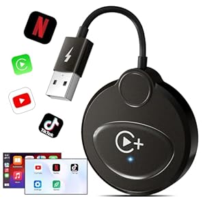 CarPlay Draadloze adapter met YouTube, Netflix, Tiktok voor iPhone, CarPlay draadloze dongle voor fabrieksmatig bekabelde CarPlay op draadloos, compatibel met auto’s vanaf 2016, compatibel met iPhone